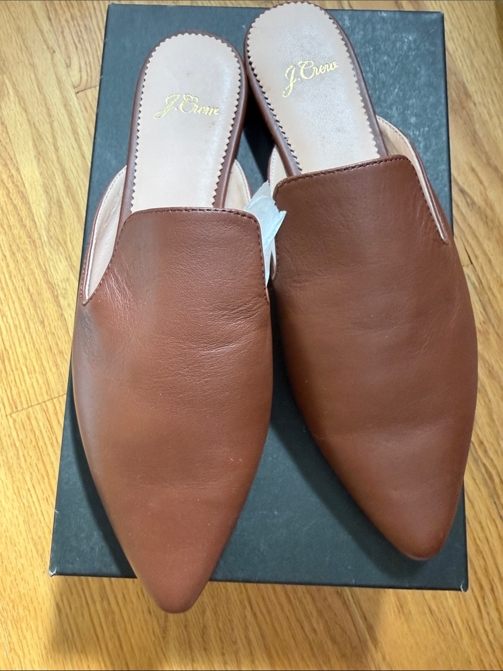 J. Crew Brown Leather Pointed Slip-On Mules